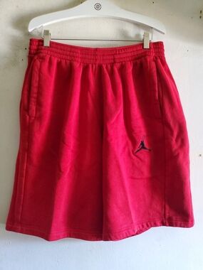 Jordan Men's Bright Red Athletic Shorts with Black Jumpman
